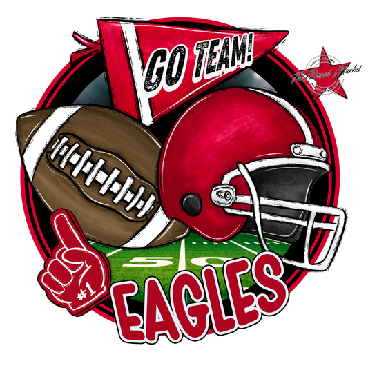 Eagles Circle Football Design-Red