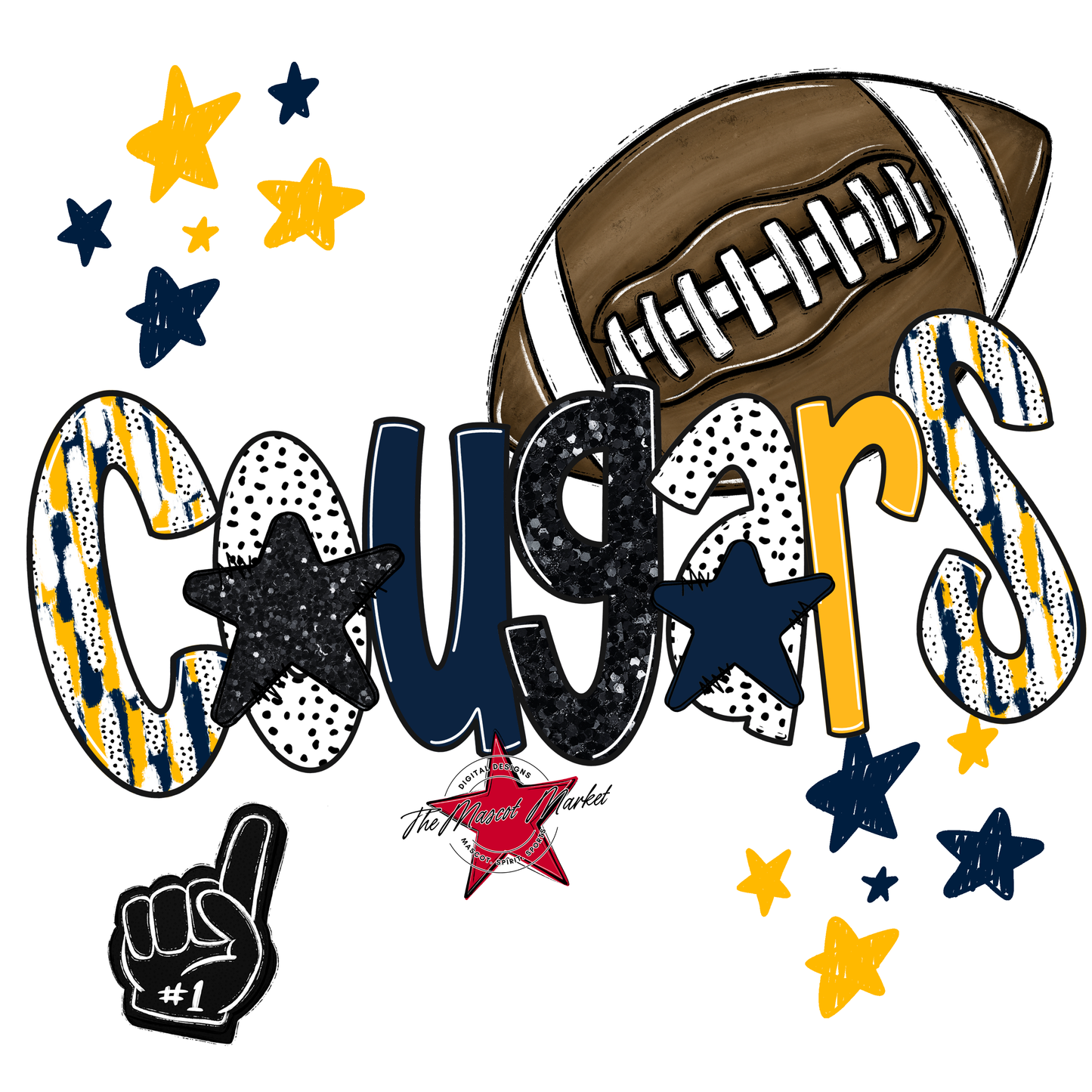 Cougars Football Scrape-Navy-Yellow