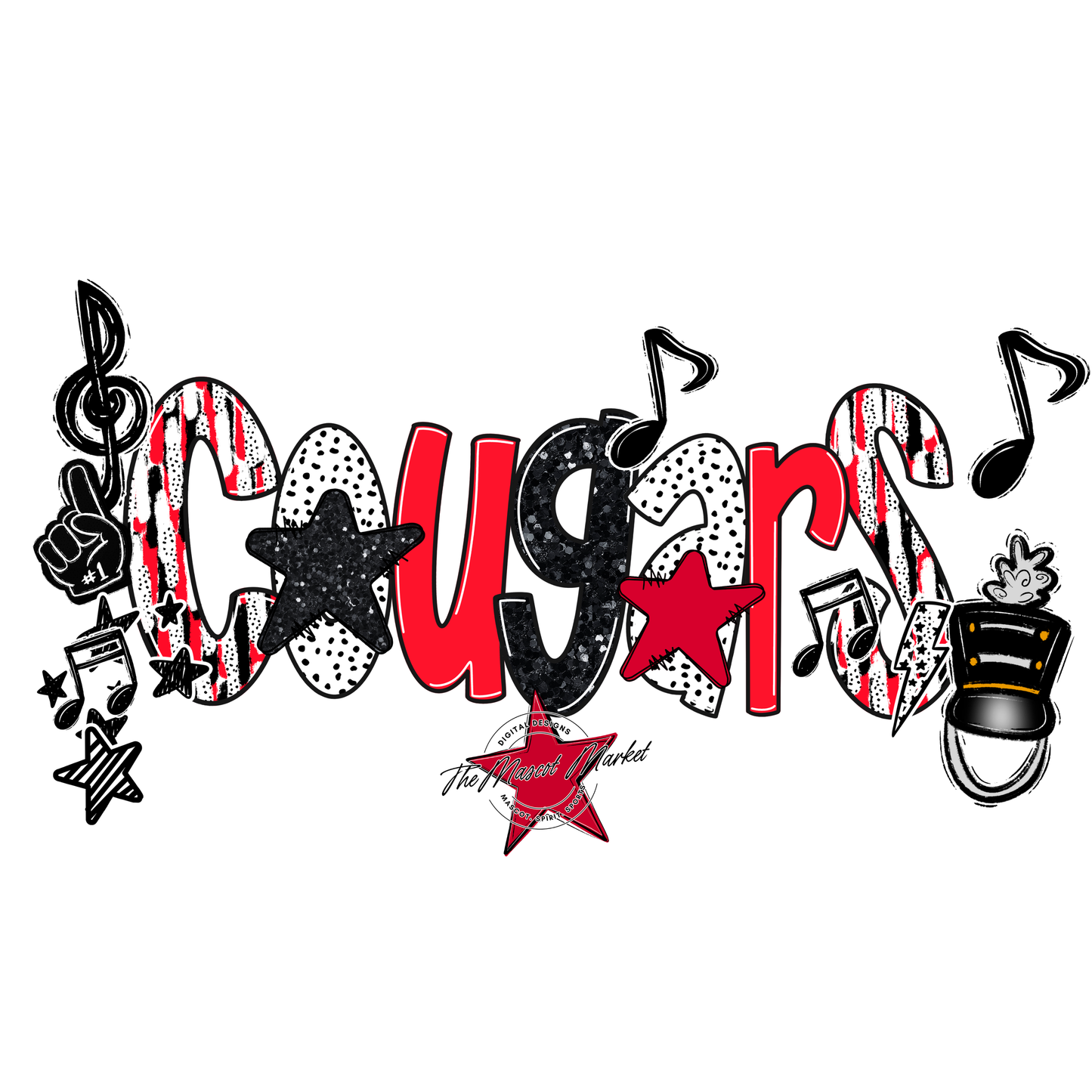 Cougars Band Scrape-Red