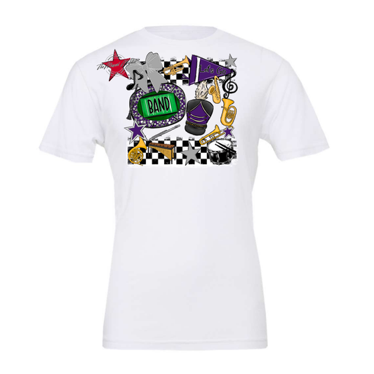 Band Checkers Spirit Design-Purple-Grey
