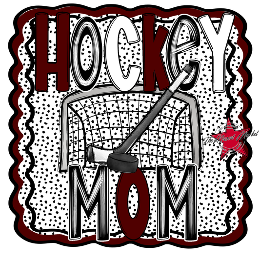 Hockey Mom Dot Design-Maroon