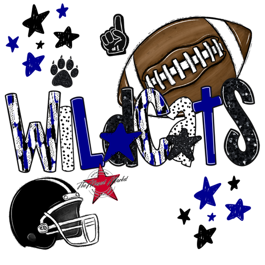 Wildcats Football Scrape-Blue