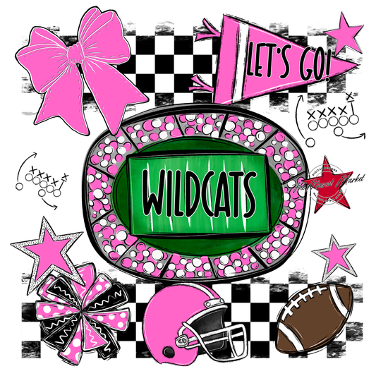 Wildcats Checkers Spirit Design-Baby Pink