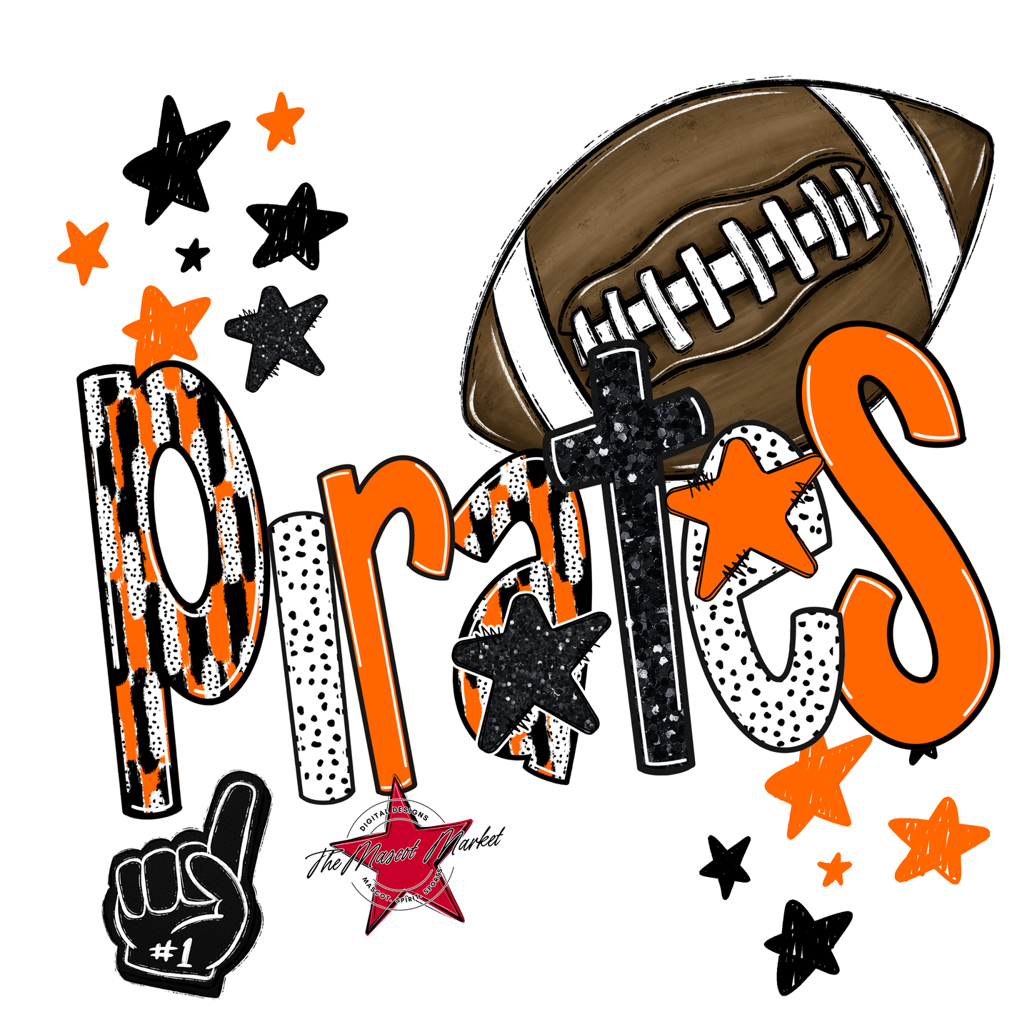 Pirates Football Scrape-Orange