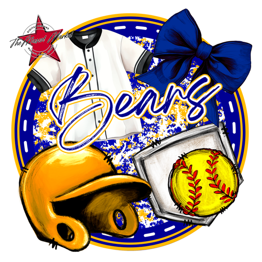 Bears Circle Softball Design-Blue-Yellow