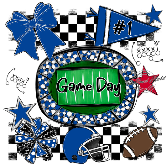 Game Day Checkers Spirit Design-Off Blue