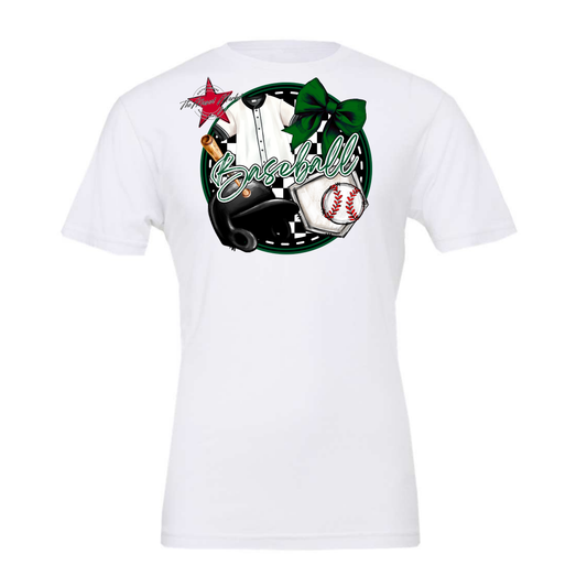 Circle Baseball Design w Bow-Green