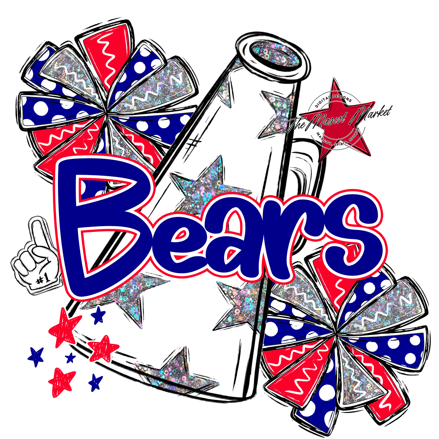 Bears Megaphone Alpha Design-Blue-Red