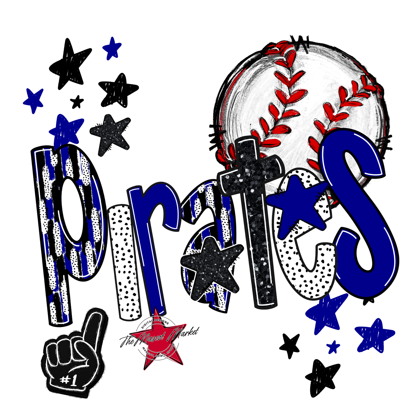 Pirates Baseball Scrape-Blue