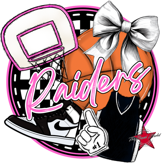 Raiders Circle Basketball Design-Baby Pink