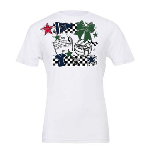 Volleyball Checkers Spirit Design-Navy-Green