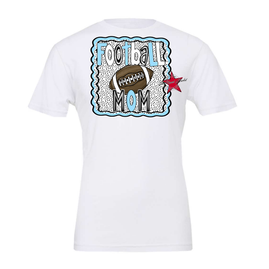 Football Mom Dot Design-Columbia Blue