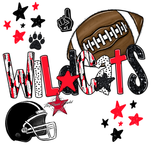 Wildcats Football Scrape-Bright Red