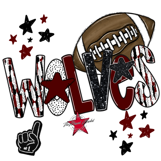 Wolves Football Scrape-Maroon