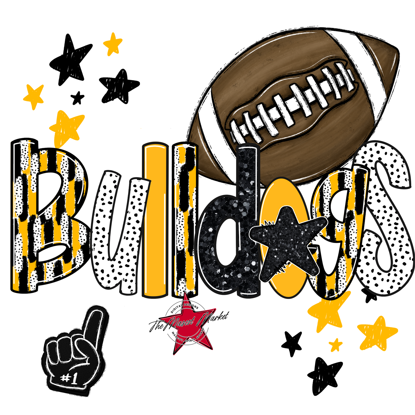 Bulldogs Football Scrape-Yellow