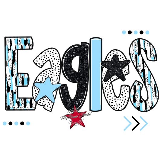 Eagles Brushstroke Alpha Design-Columbia Blue