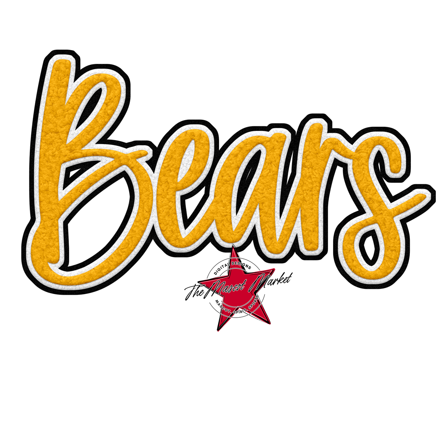 Bears Faux Chenille Patch Design-Yellow