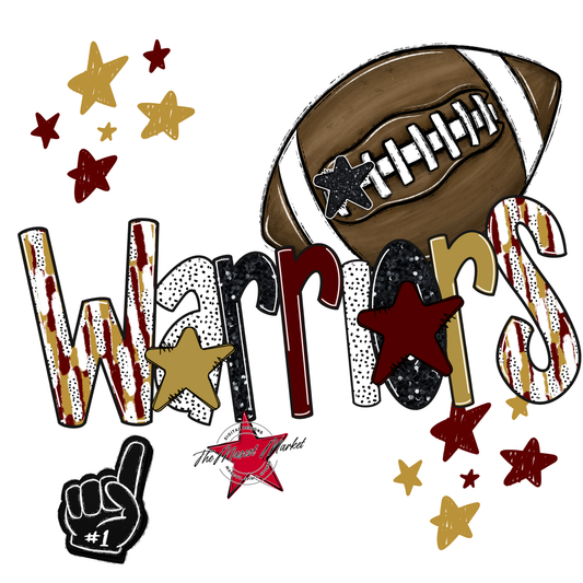 Warriors Football Scrape-Maroon-Gold