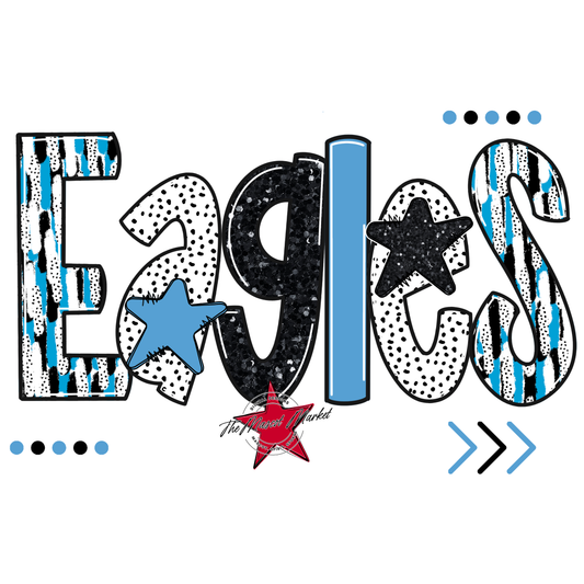 Eagles Brushstroke Alpha Design-Carolina Blue