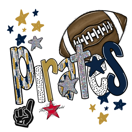 Pirates Football Scrape-Navy-Gold