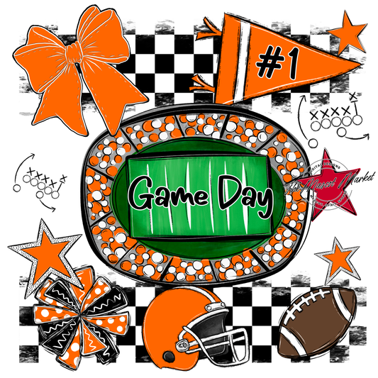 Game Day Checkers Spirit Design-Orange