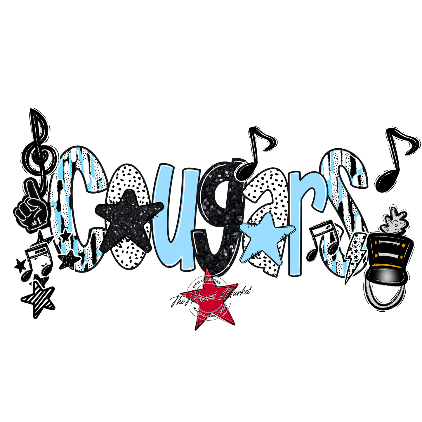 Cougars Band Scrape-Columbia Blue