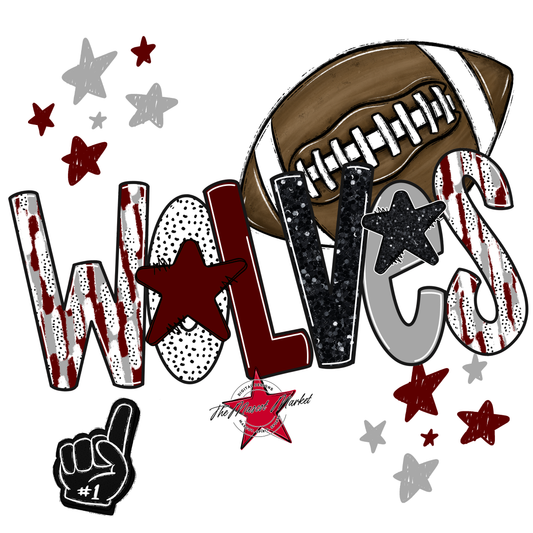 Wolves Football Scrape-Maroon-Grey