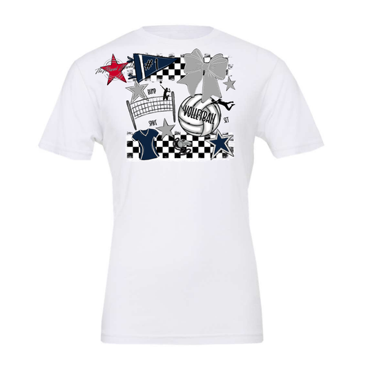 Volleyball Checkers Spirit Design-Navy-Grey