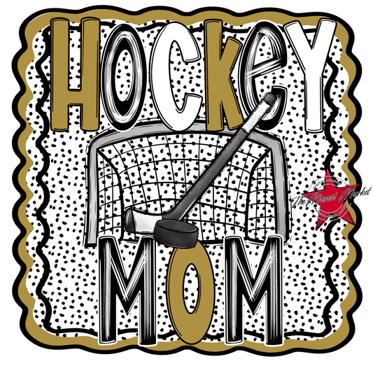 Hockey Mom Dot Design-Gold