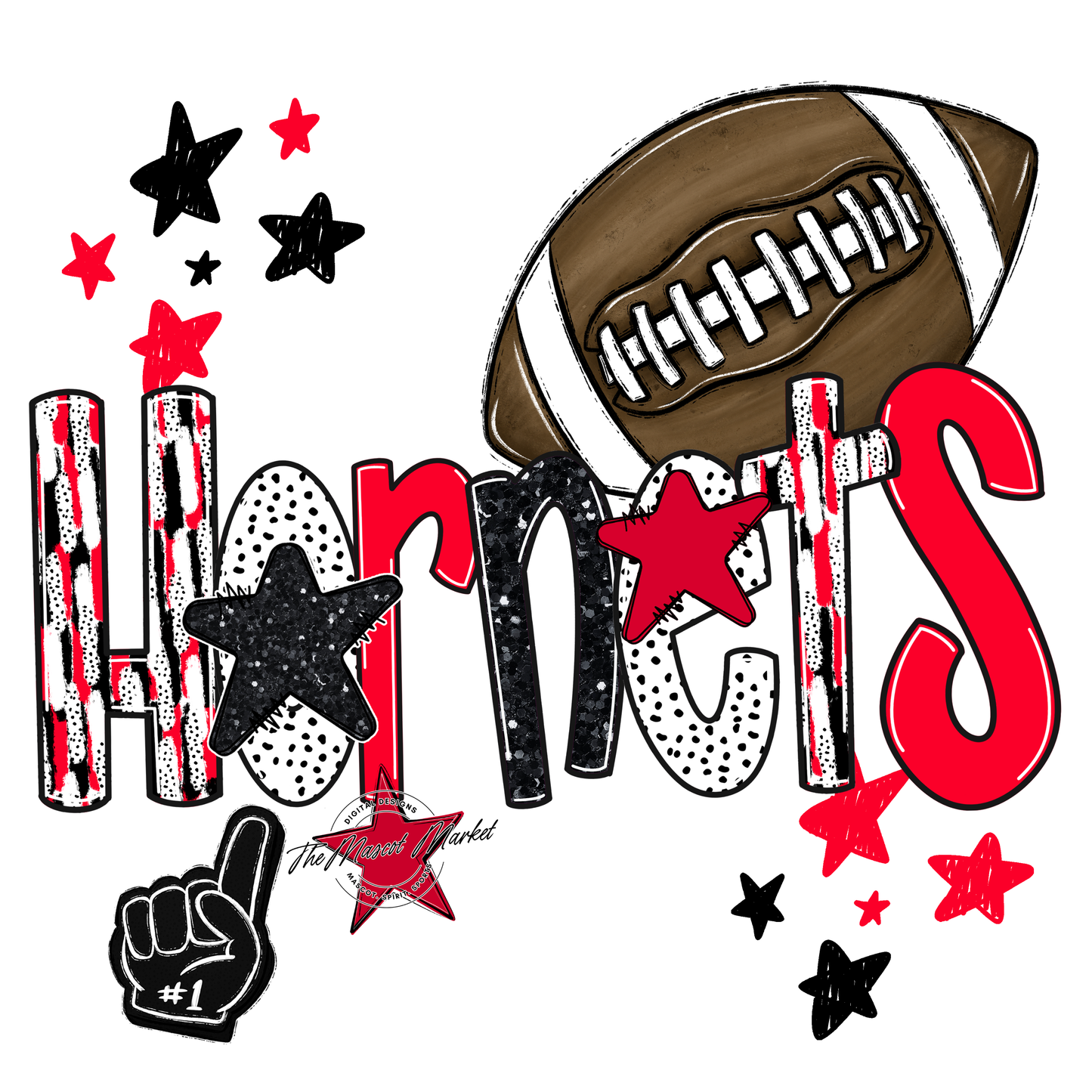 Hornets Football Scrape-Red