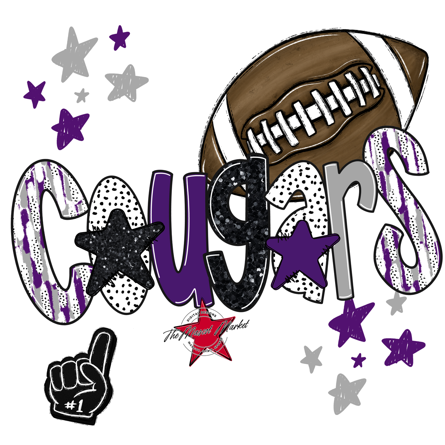 Cougars Football Scrape-Purple-Grey