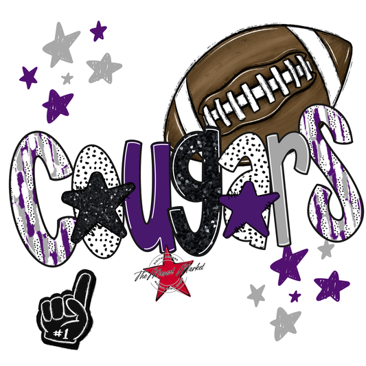 Cougars Football Scrape-Purple-Grey