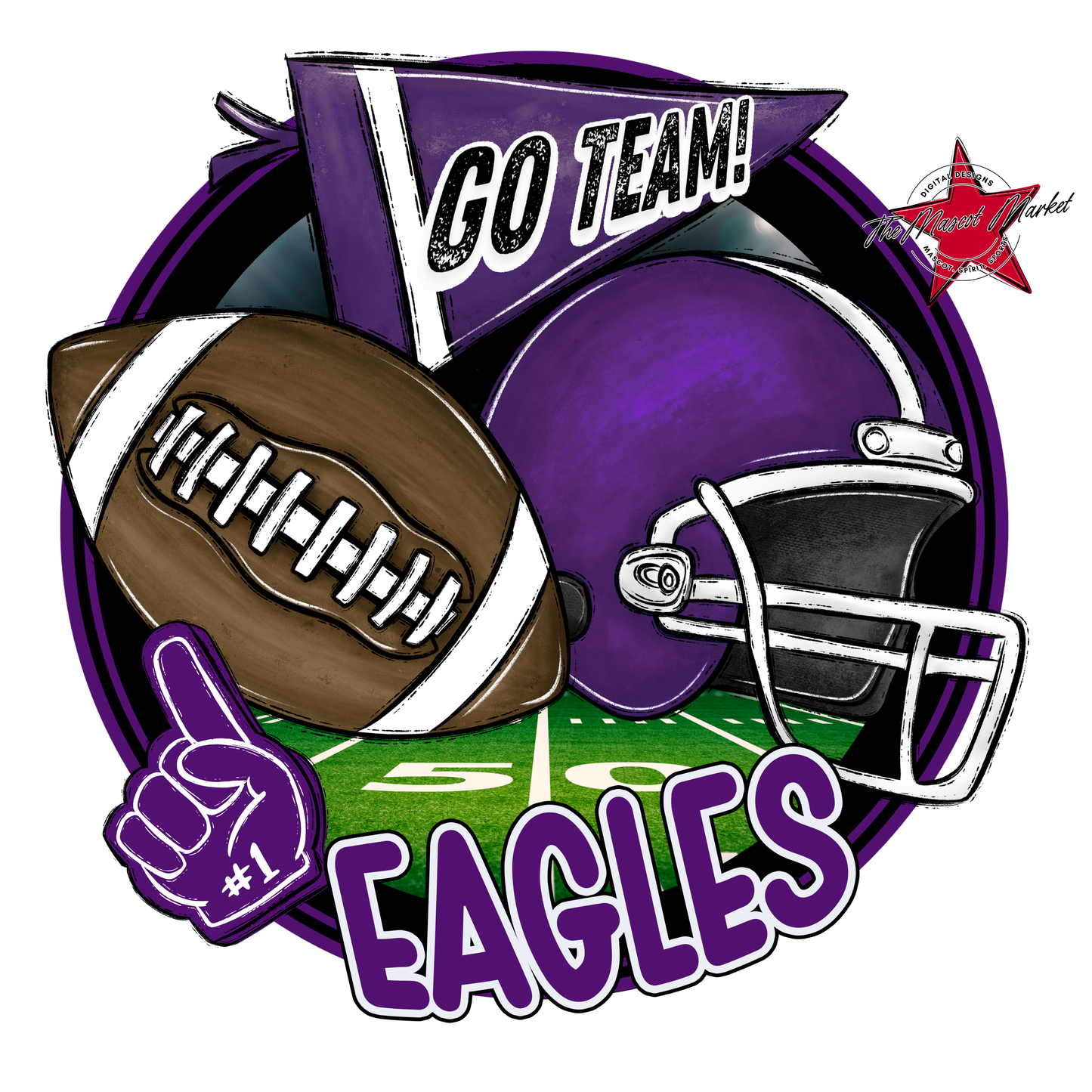 Eagles Circle Football Design-Purple