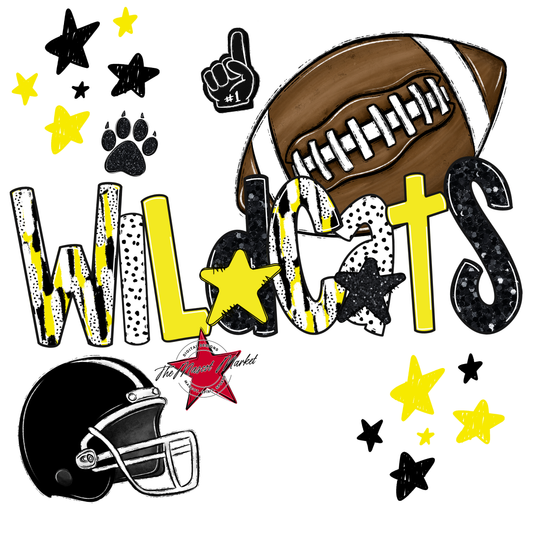 Wildcats Football Scrape-Bright Yellow