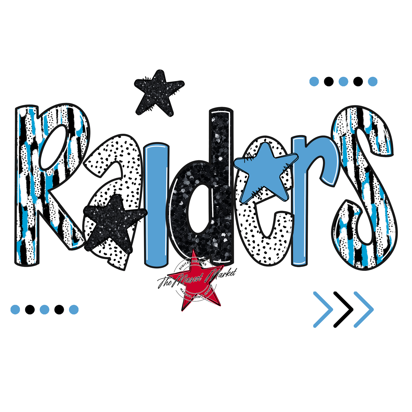 Raiders Brushstroke Alpha w Arrows-Carolina Blue