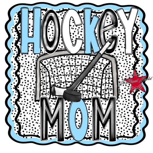 Hockey Mom Dot Design-Columbia Blue