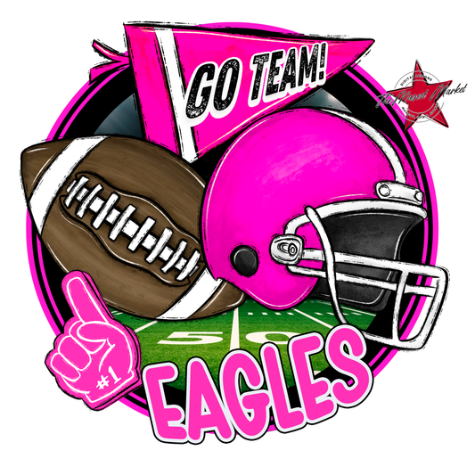 Eagles Circle Football Design-Pink