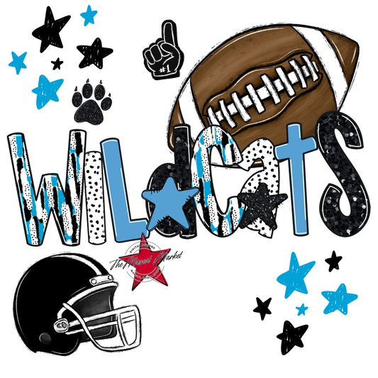 Wildcats Football Scrape-Carolina Blue