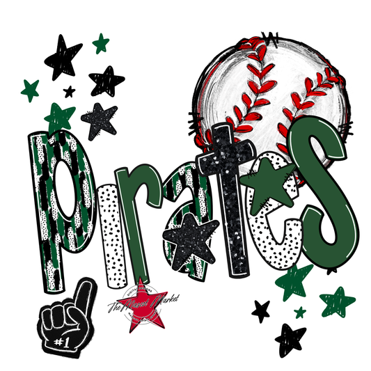 Pirates Baseball Scrape-Green