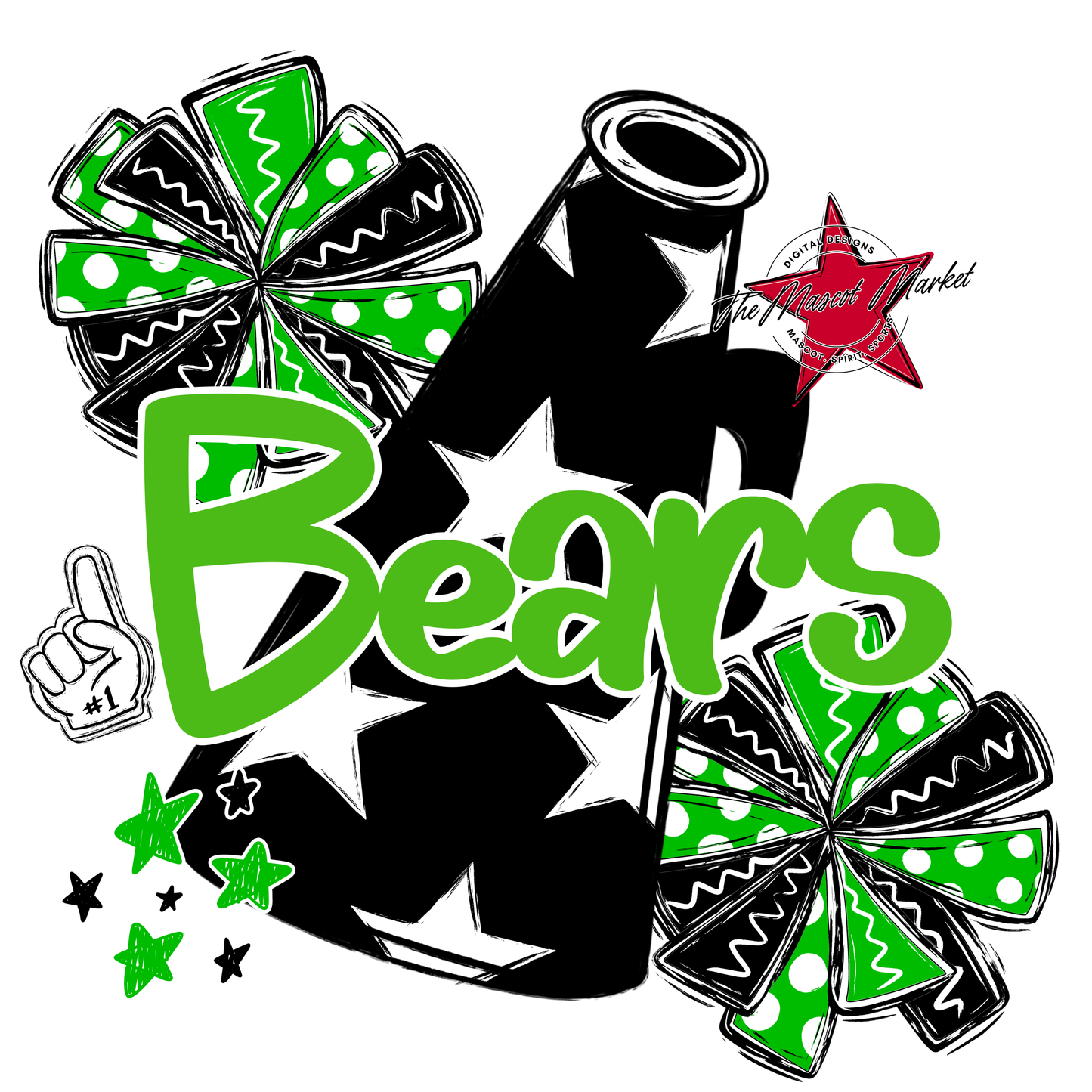 Bears Megaphone Alpha Design-Bright Green
