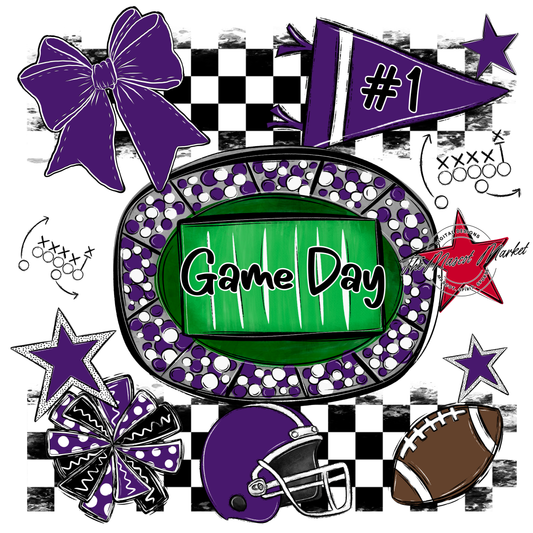 Game Day Checkers Spirit Design-Purple