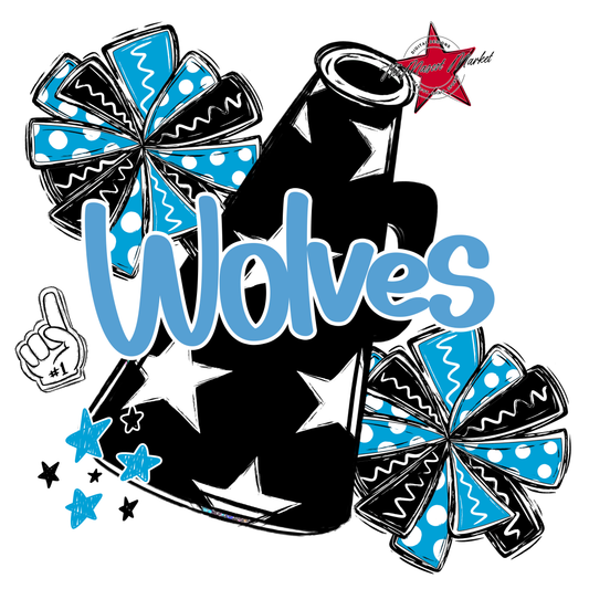 Wolves Alpha Megaphone Design-Carolina Blue