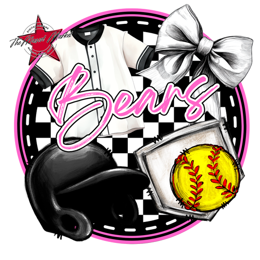 Bears Circle Softball Design-Baby Pink