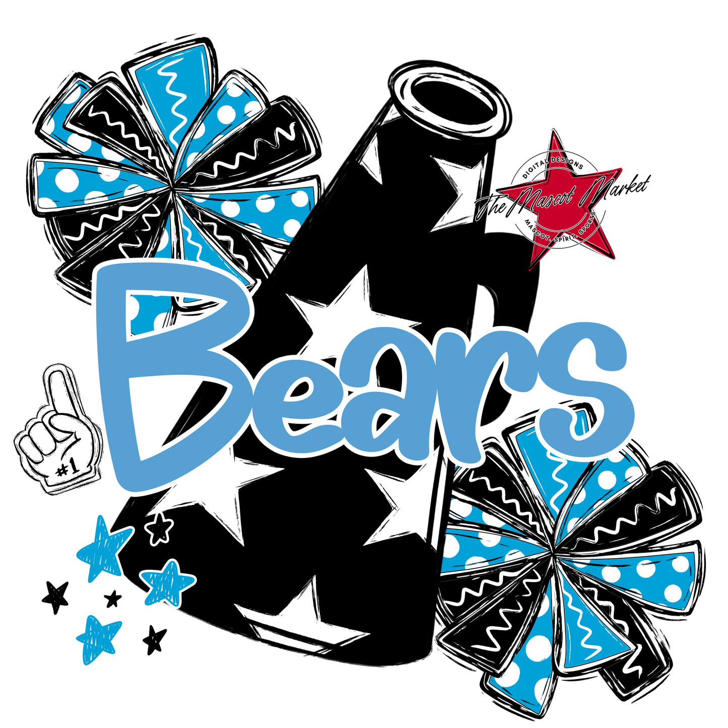 Bears Megaphone Alpha Design-Carolina Blue