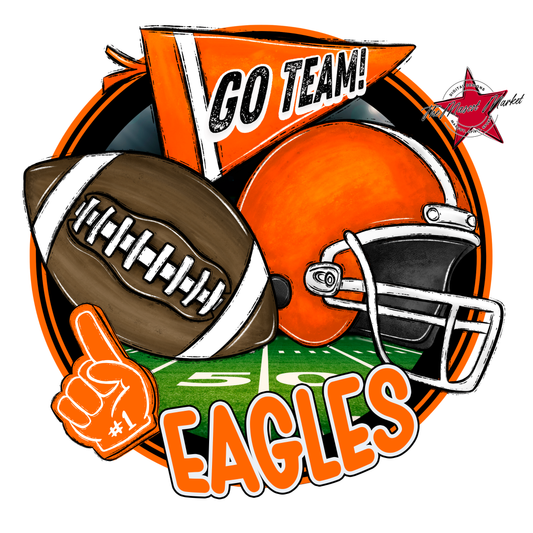 Eagles Circle Football Design-Orange
