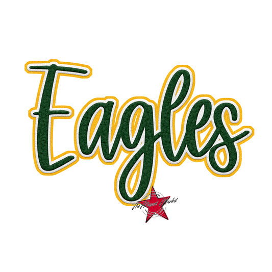 Eagles Faux Chenille Patch-Green-Yellow