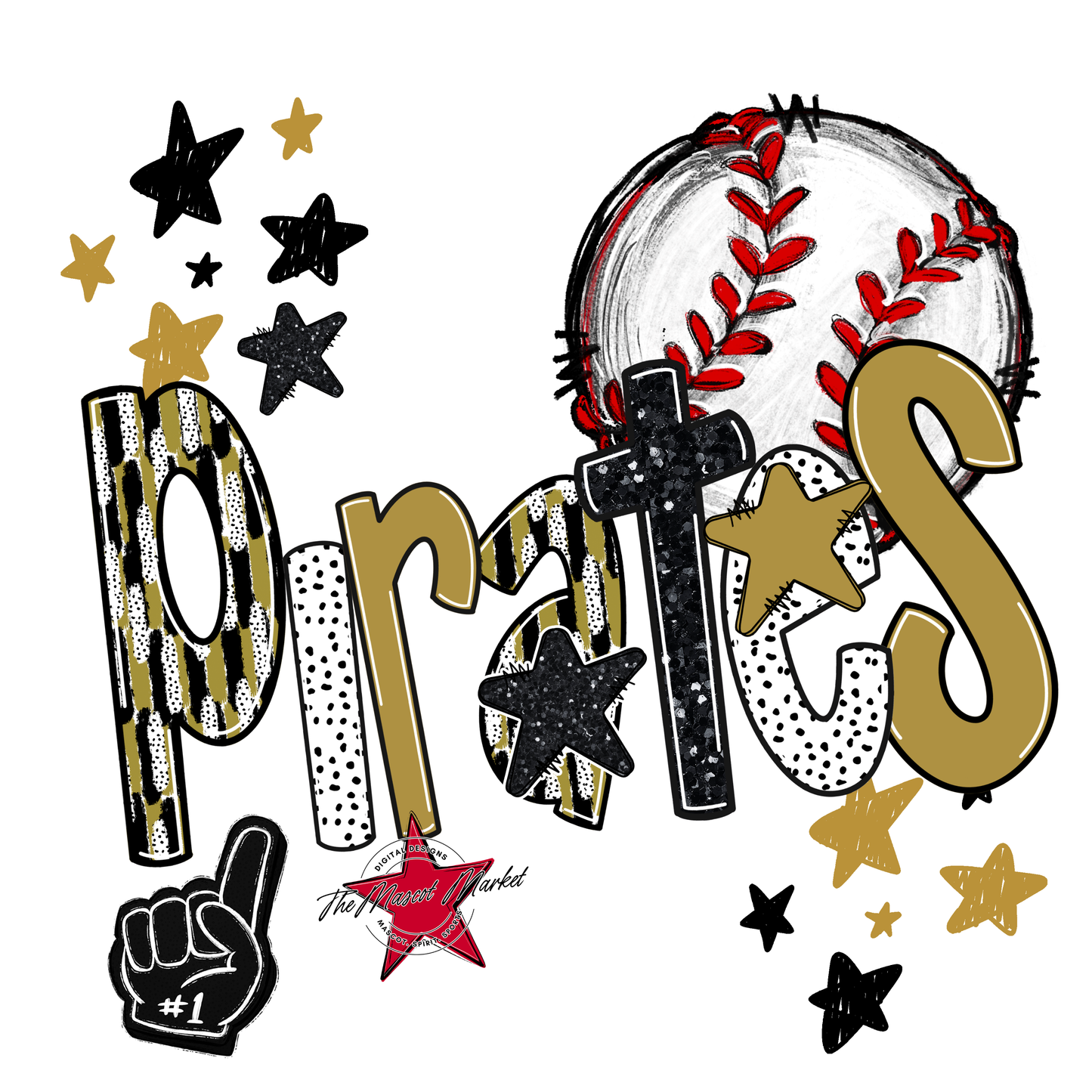 Pirates Baseball Scrape-Gold