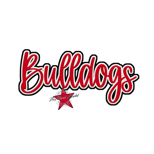 Bulldogs Faux Chenille Patch-Red