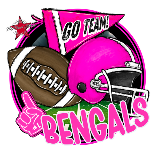 Bengals Circle Football Design-Pink