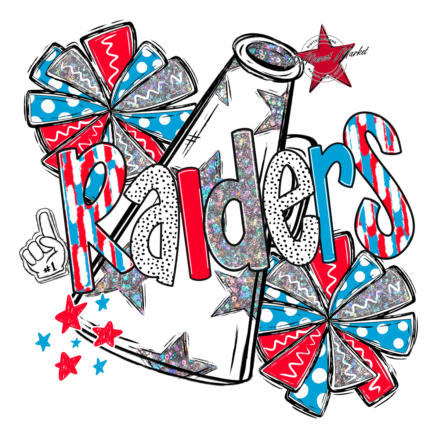 Raiders Cheer Megaphone Scrape-Carolina Blue-Red